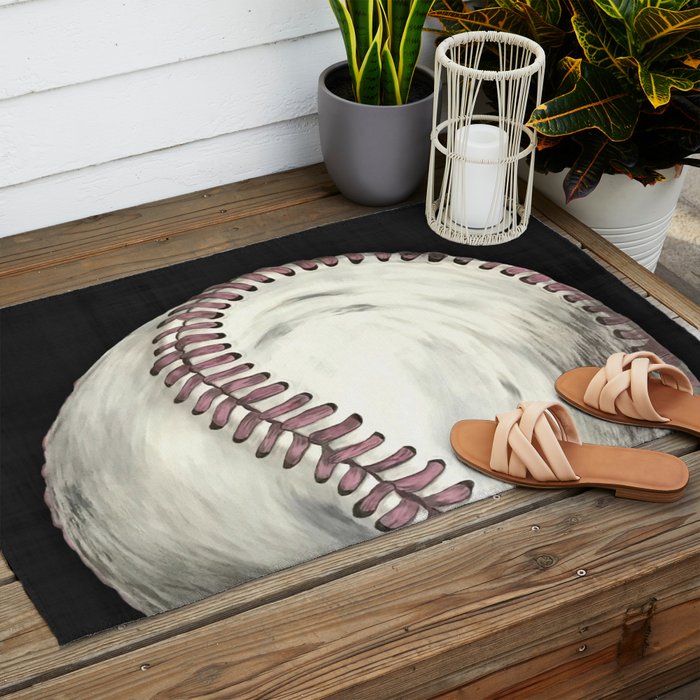 Vintage Baseball Art Outdoor Rug Gallery Image 2