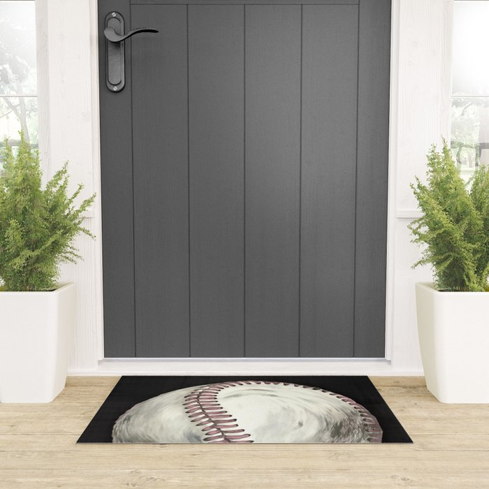 Vintage Baseball Art Welcome Mat Gallery Image 3