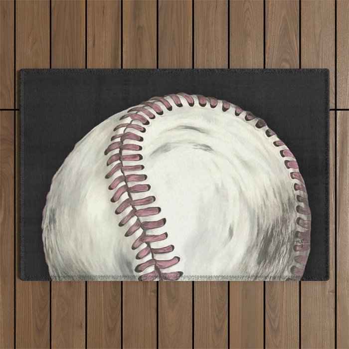 Vintage Baseball Art Outdoor Rug Gallery Image 1