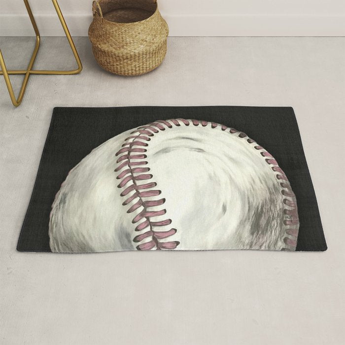 Vintage Baseball Art Rug Gallery Image 1