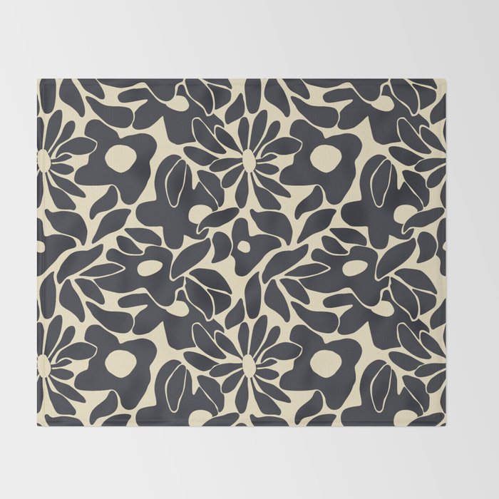 Abstract vintage flower art pattern Throw Blanket Gallery Image 2