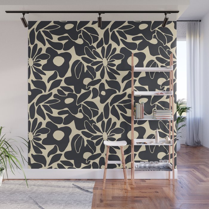 Abstract vintage flower art pattern Wall Mural Gallery Image 1
