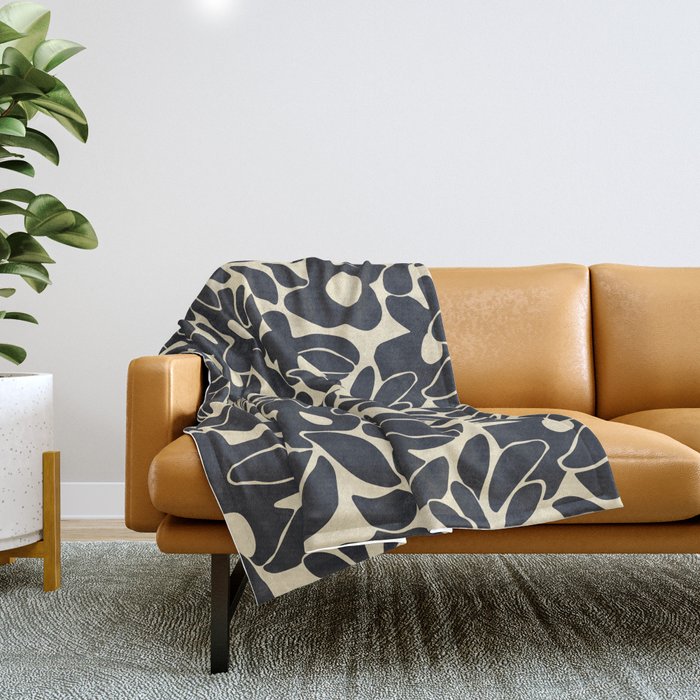 Abstract vintage flower art pattern Throw Blanket Gallery Image 1