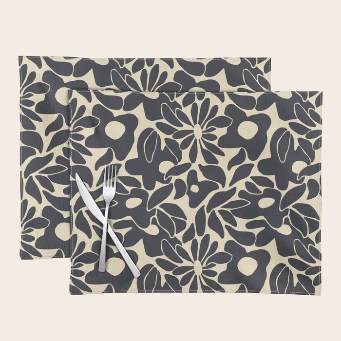 Abstract vintage flower art pattern Placemat Gallery Image 1
