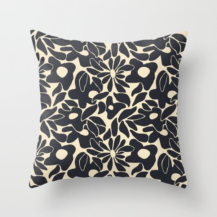 Abstract vintage flower art pattern Throw Pillow Gallery Image 6