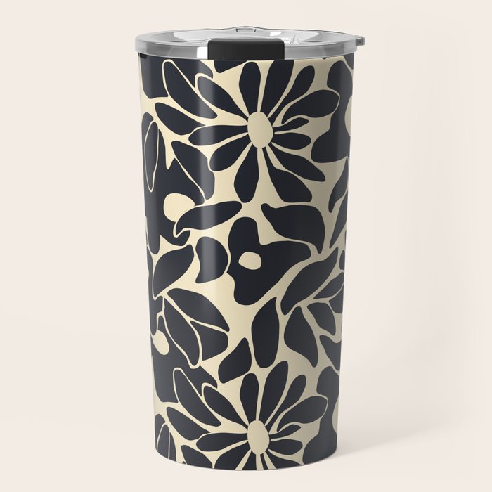 Abstract vintage flower art pattern Travel Mug Gallery Image 1