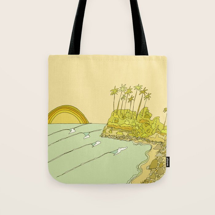california surf view swamis // retro surf art by surfy birdy Tote Bag Gallery Image 1