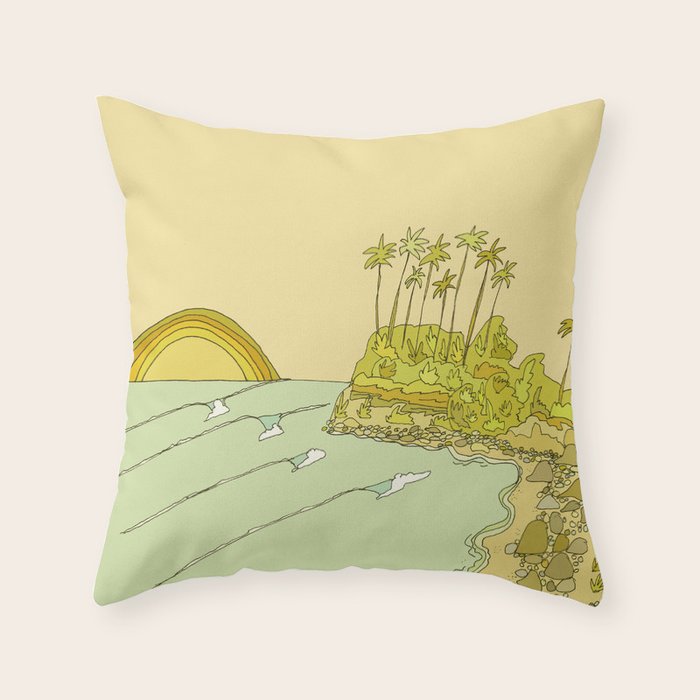 california surf view swamis // retro surf art by surfy birdy Throw Pillow Gallery Image 6