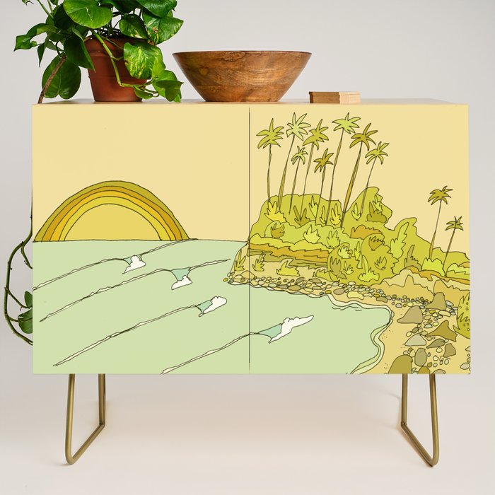 california surf view swamis // retro surf art by surfy birdy Credenza Gallery Image 1