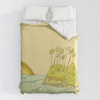 california surf view swamis // retro surf art by surfy birdy Duvet Cover Gallery Image 6