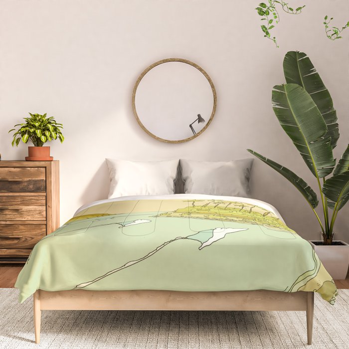 california surf view swamis // retro surf art by surfy birdy Comforter Gallery Image 3