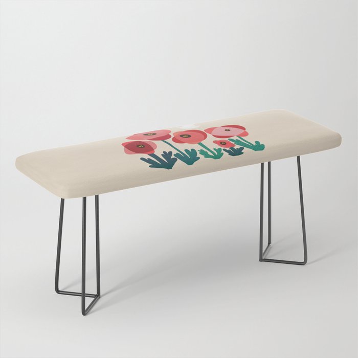 Poppy flowers and bird Bench Gallery Image 1