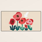 Poppy flowers and bird Desk Mat Gallery Image 3