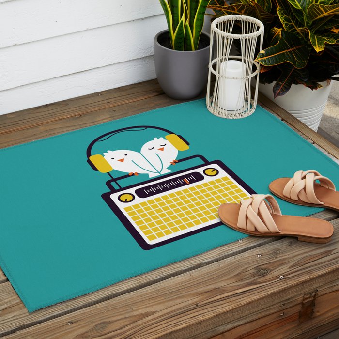 Radio Mode Love Outdoor Rug Gallery Image 2