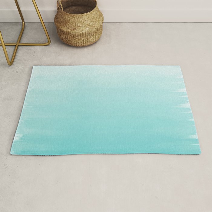 Modern teal watercolor gradient ombre brushstrokes pattern Rug Gallery Image 1