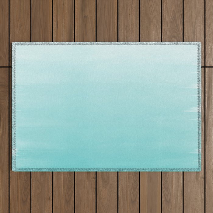 Modern teal watercolor gradient ombre brushstrokes pattern Outdoor Rug Gallery Image 1