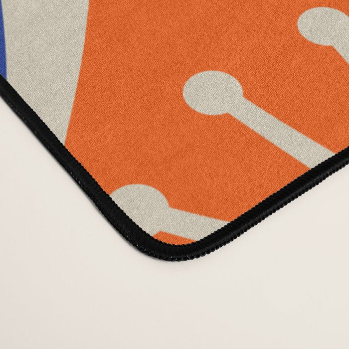 Mid Century Modern Atomic Drops Retro Pattern Bright Blue Orange Beige Desk Mat Gallery Image 4
