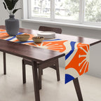 Mid Century Modern Atomic Drops Retro Pattern Bright Blue Orange Beige Table Runner Gallery Image 2