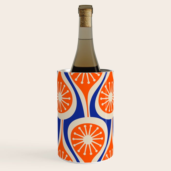 Mid Century Modern Atomic Drops Retro Pattern Bright Blue Orange Beige Wine Chiller Gallery Image 2