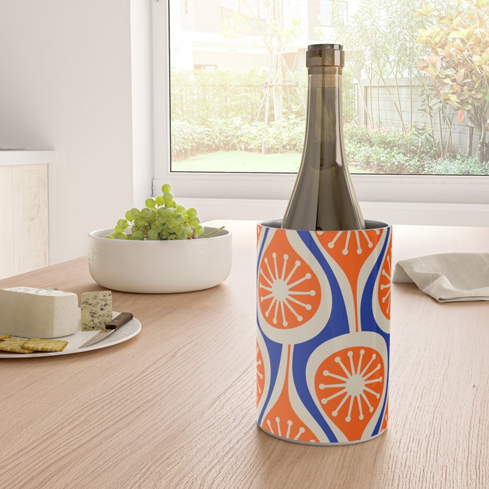 Mid Century Modern Atomic Drops Retro Pattern Bright Blue Orange Beige Wine Chiller Gallery Image 4