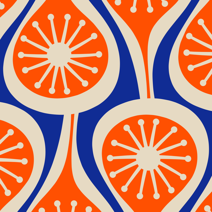 Mid Century Modern Atomic Drops Retro Pattern Bright Blue Orange Beige Coffee Mug Gallery Image 2