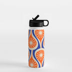 Mid Century Modern Atomic Drops Retro Pattern Bright Blue Orange Beige Water Bottle Gallery Image 1