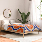 Mid Century Modern Atomic Drops Retro Pattern Bright Blue Orange Beige Comforter Gallery Image 2