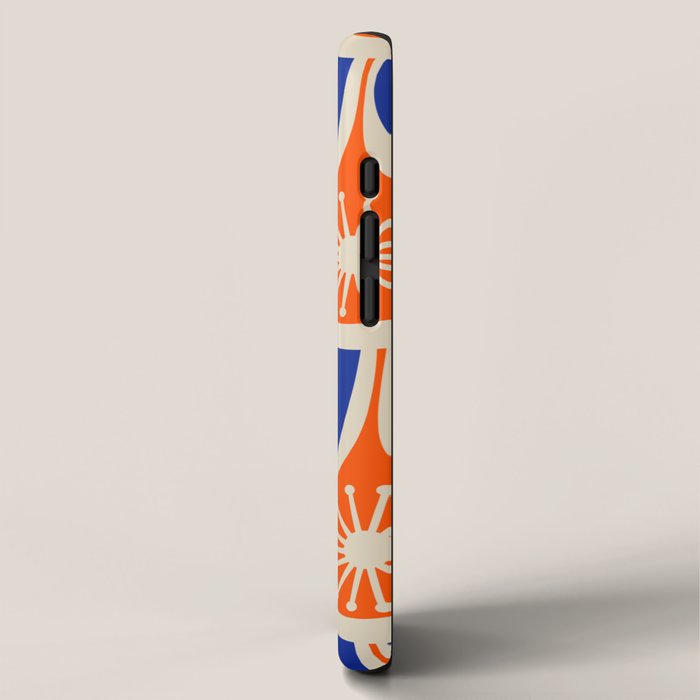 Mid Century Modern Atomic Drops Retro Pattern Bright Blue Orange Beige iPhone Case Gallery Image 2
