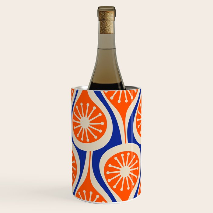 Mid Century Modern Atomic Drops Retro Pattern Bright Blue Orange Beige Wine Chiller Gallery Image 1