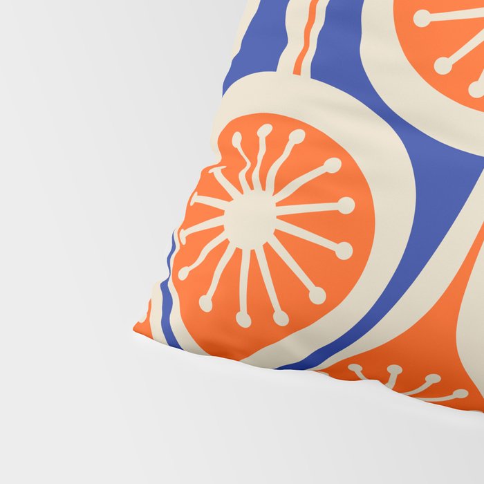 Mid Century Modern Atomic Drops Retro Pattern Bright Blue Orange Beige Pillow Sham Gallery Image 4
