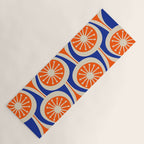 Mid Century Modern Atomic Drops Retro Pattern Bright Blue Orange Beige Yoga Mat Gallery Image 1