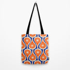 Mid Century Modern Atomic Drops Retro Pattern Bright Blue Orange Beige Tote Bag Gallery Image 2