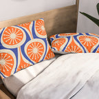 Mid Century Modern Atomic Drops Retro Pattern Bright Blue Orange Beige Pillow Sham Gallery Image 2