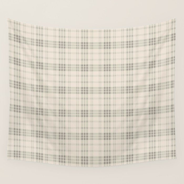 Cream Plaid  Wall Tapestry Gallery Image 1