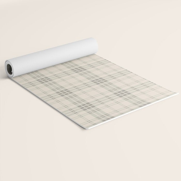 Cream Plaid  Yoga Mat Gallery Image 2