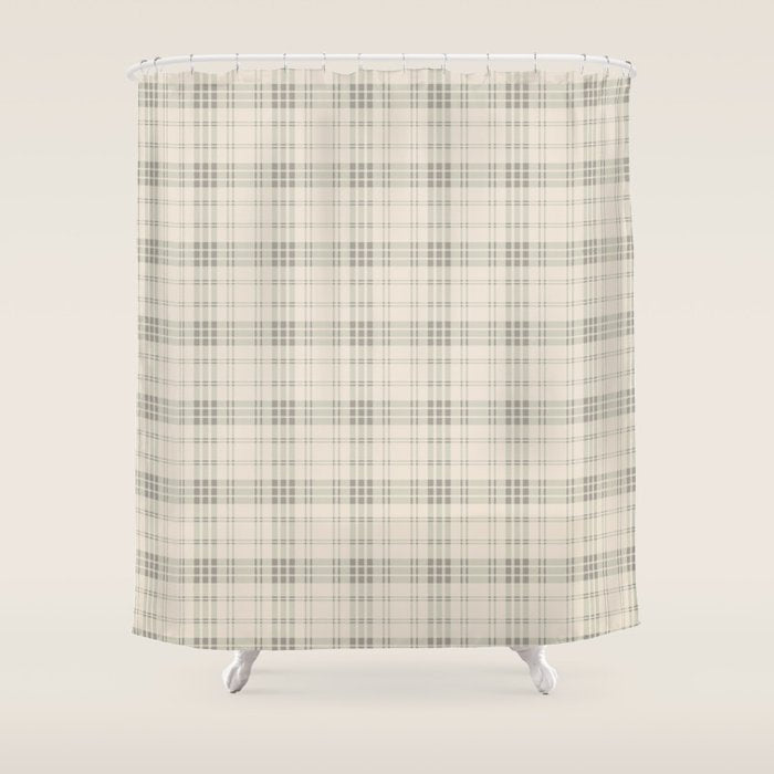 Cream Plaid  Shower Curtain