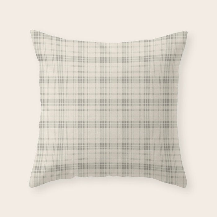 Cream Plaid  Throw Pillow Gallery Image 6