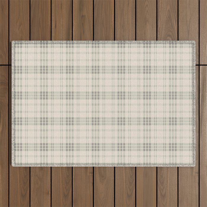 Cream Plaid  Outdoor Rug Gallery Image 1