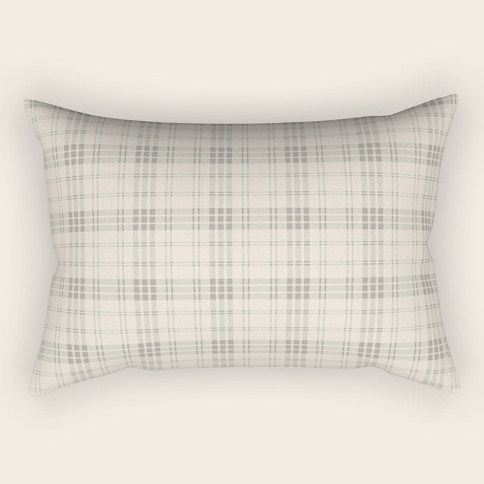Cream Plaid  Rectangular Pillow Gallery Image 1