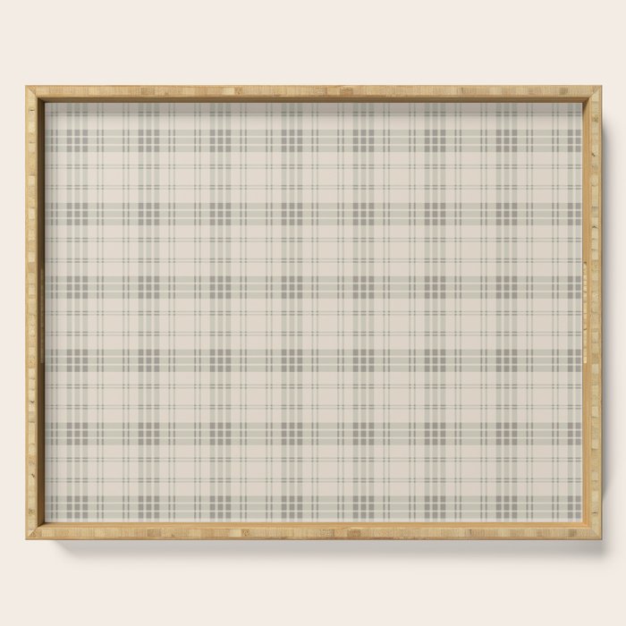 Cream Plaid  Serving Tray Gallery Image 1