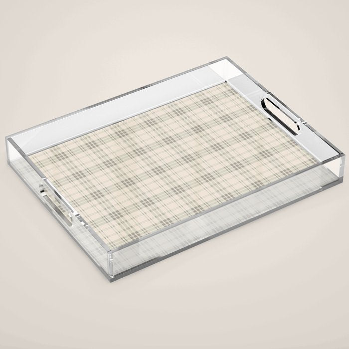 Cream Plaid  Acrylic Tray Gallery Image 1