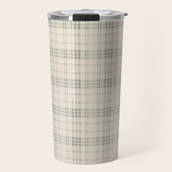 Cream Plaid  Travel Mug Gallery Image 1