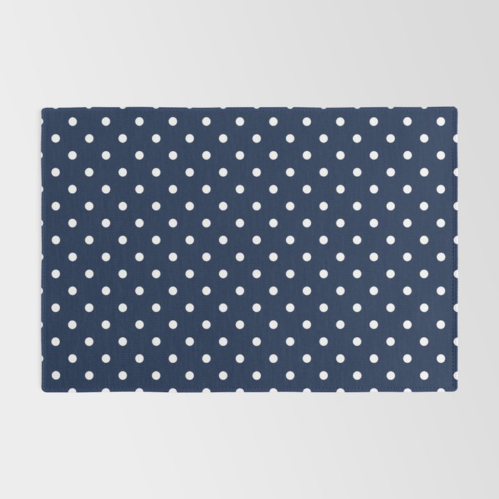 Polka Dot Classic Pattern in Nautical Navy Blue and White Rug Gallery Image 2
