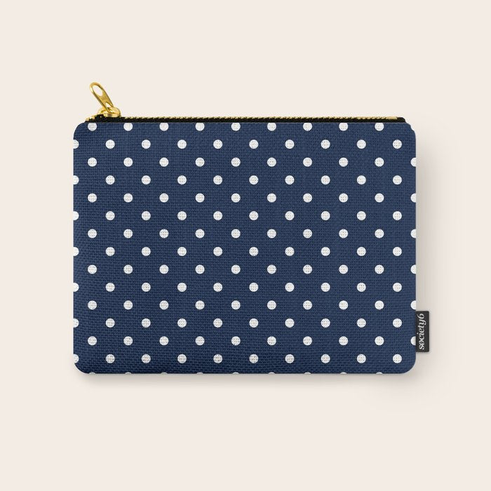 Polka Dot Classic Pattern in Nautical Navy Blue and White Carry All Pouch Gallery Image 1
