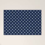 Polka Dot Classic Pattern in Nautical Navy Blue and White Welcome Mat Gallery Image 1