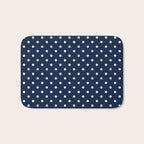 Polka Dot Classic Pattern in Nautical Navy Blue and White Bath Mat Gallery Image 1