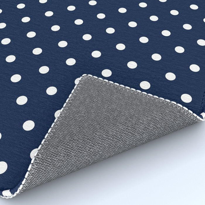 Polka Dot Classic Pattern in Nautical Navy Blue and White Rug Gallery Image 4