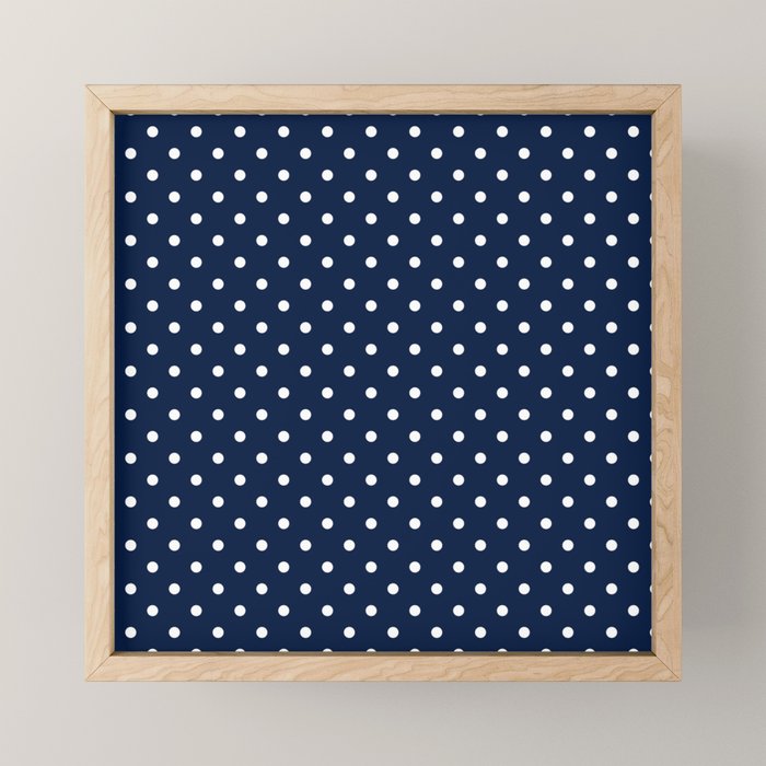 Polka Dot Classic Pattern in Nautical Navy Blue and White Mini Art Print Gallery Image 1