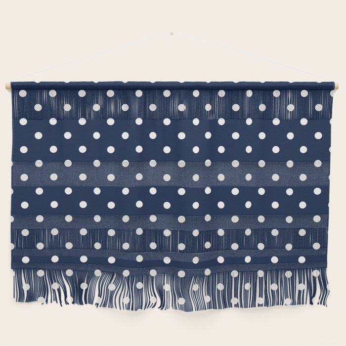 Polka Dot Classic Pattern in Nautical Navy Blue and White Wall Hanging Gallery Image 1