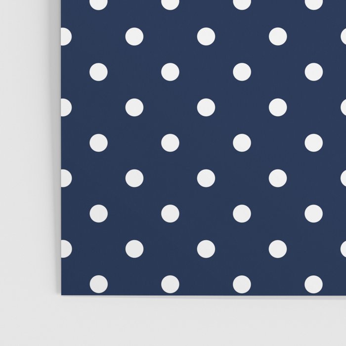 Polka Dot Classic Pattern in Nautical Navy Blue and White Poster Gallery Image 3